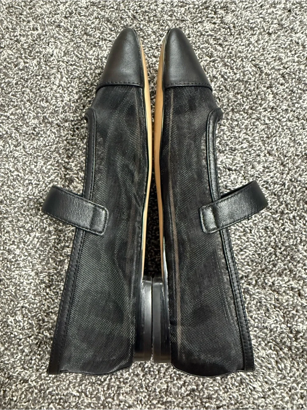 Sam Edelman Miranda Mesh Mary Jane Ballet Flat black leather size 7
